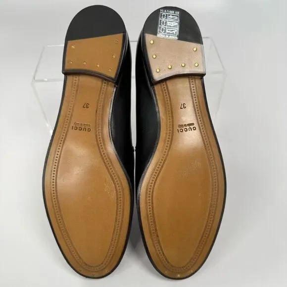 GUCCI Calfskin Womens Jordaan Loafers Size 37 Black - Picture 14 of 16